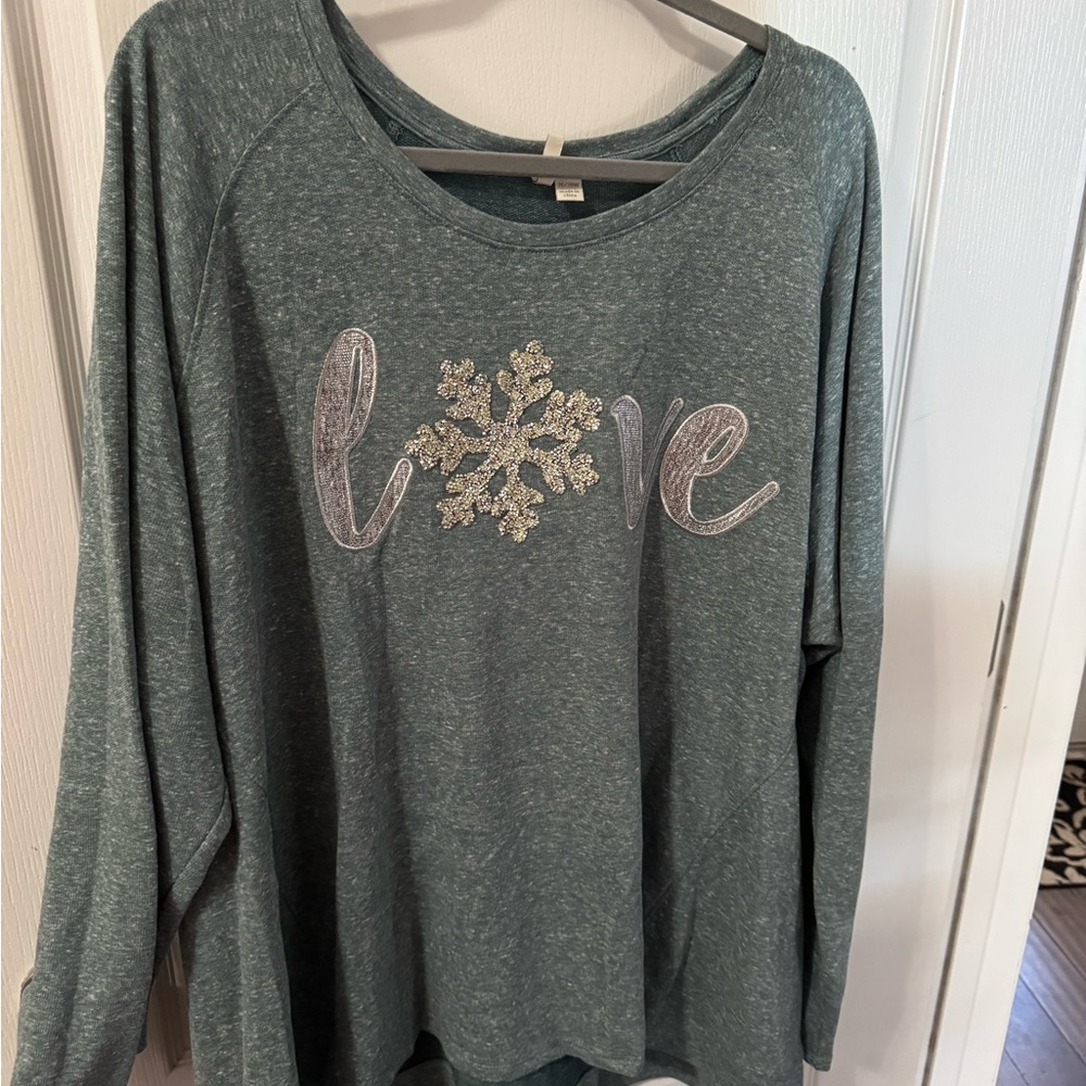 Green Long Sleeve Love Sweater
